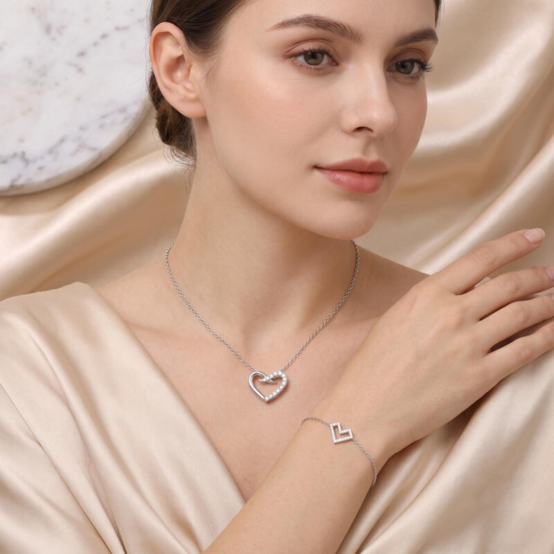 Alternative view of Elegant Together, Beautiful Forever – Diamond Necklace & Bracelet Combo