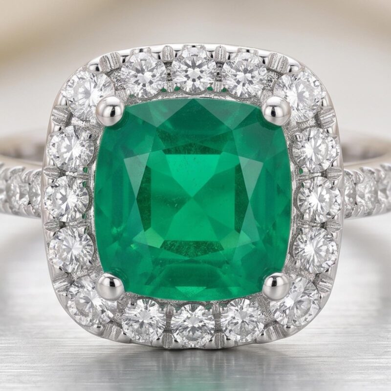 Alternative view of Timeless Emerald Brilliance | 18K Gold Ring Crafted with Natural Diamonds