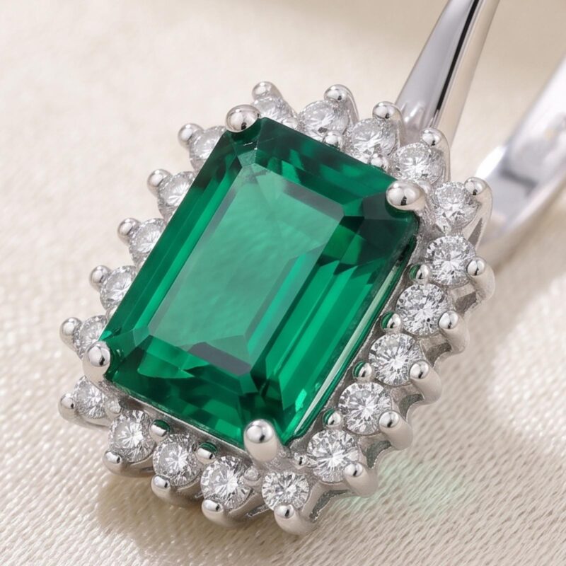 Alternative view of Natural Emerald and Diamond Earrings Crafted in 18K Gold Exquisite Luxury Jewellery by Bafleh Jewellery