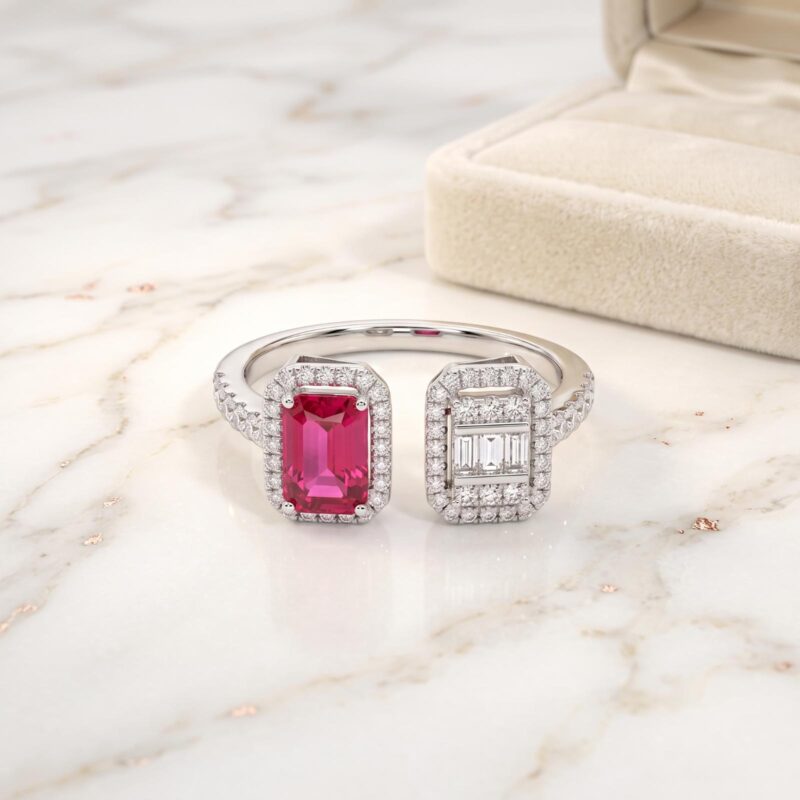 18K Gold Natural Ruby & Natural Diamond Statement Ring