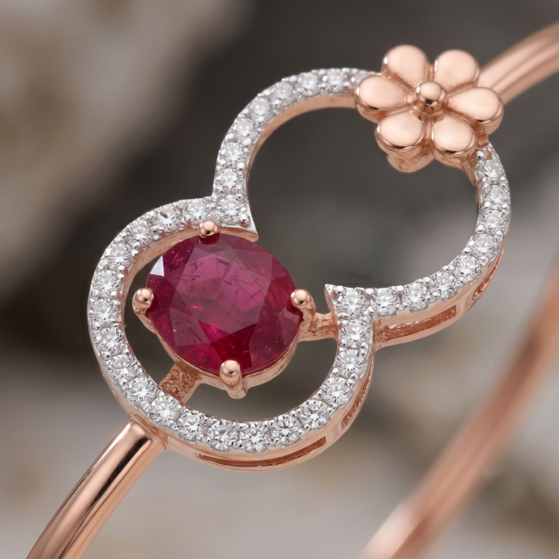 Alternative view of Eternal Bloom Ruby & Diamond Infinity Bangle in Rose Gold 18kt