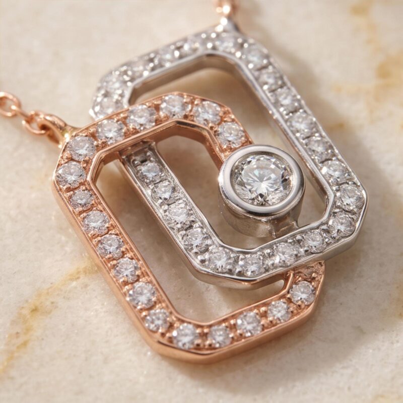 Alternative view of Timeless 18K Gold Diamond Pendant with Chain Perfect for Celebrations Romantic Gifting and Elegant Everyday Wear from Bafleh Jewellery