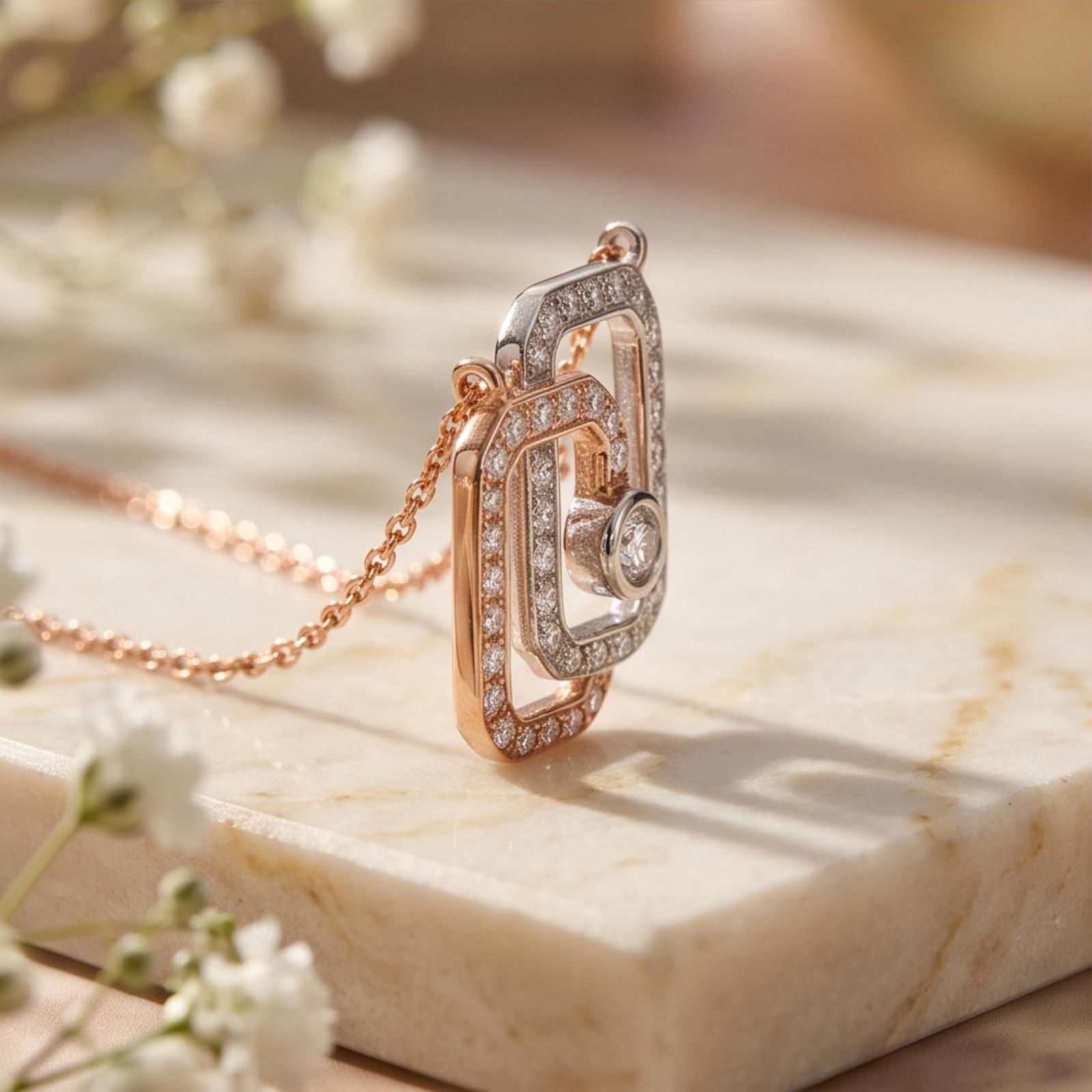 Timeless 18K Gold Diamond Pendant with Chain Perfect for Celebrations Romantic Gifting and Elegant Everyday Wear from Bafleh Jewellery - Image 6