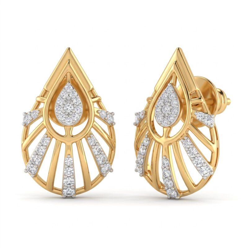 Elegant Gold & Diamond Earrings from Bafleh Jewellery