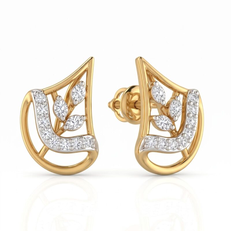 Elegant Gold & Diamond Earrings from Bafleh Jewellery