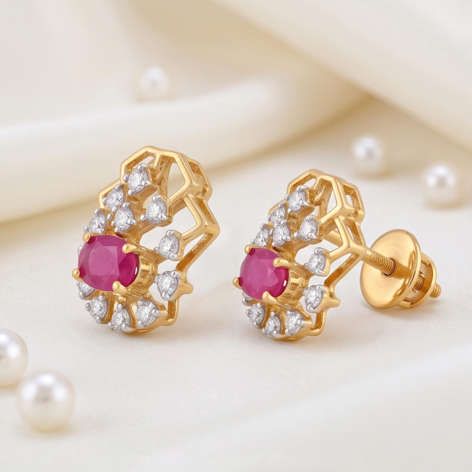 18K Gold & Natural Diamond Earrings for Everyday Luxury - Image 5