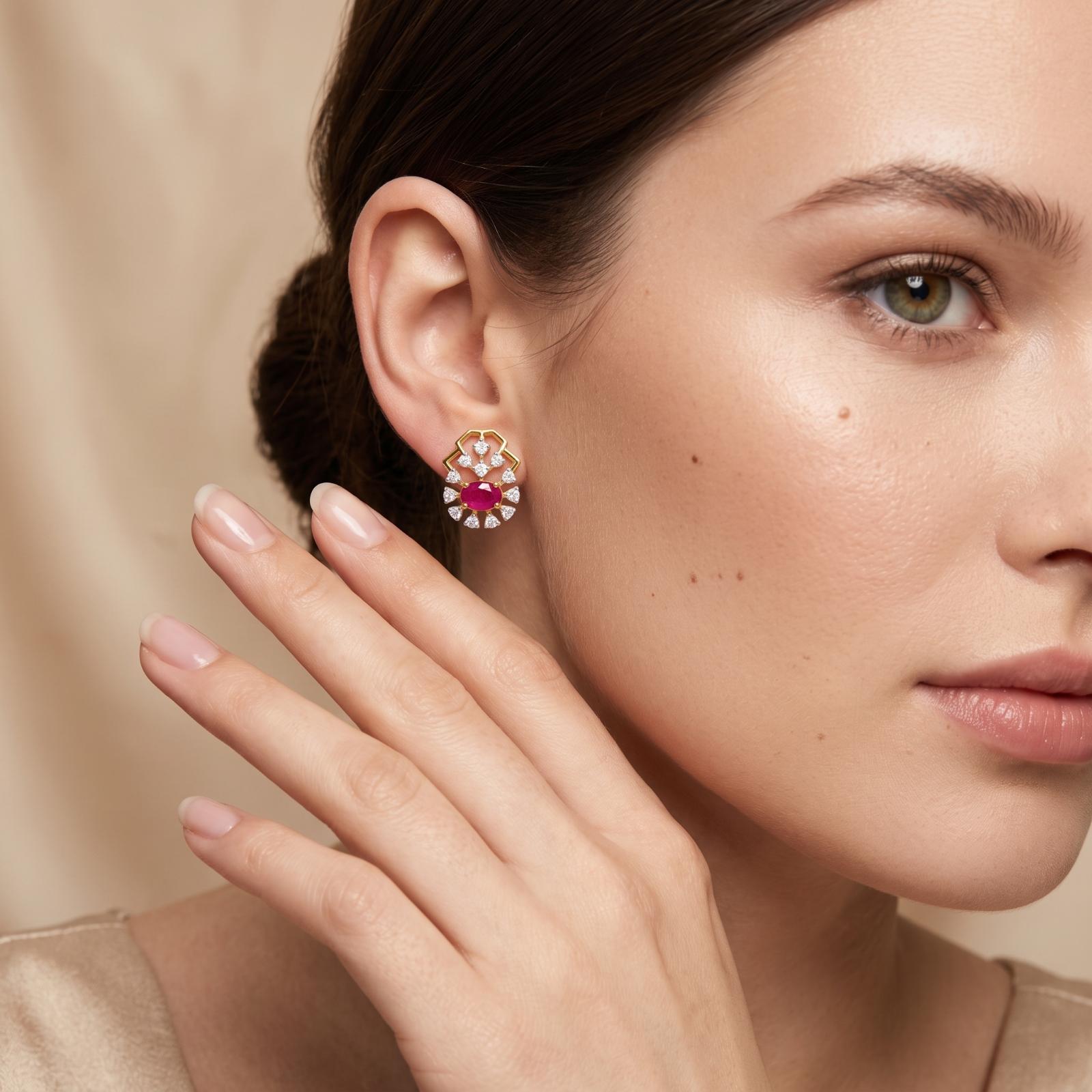 18K Gold & Natural Diamond Earrings for Everyday Luxury - Image 3