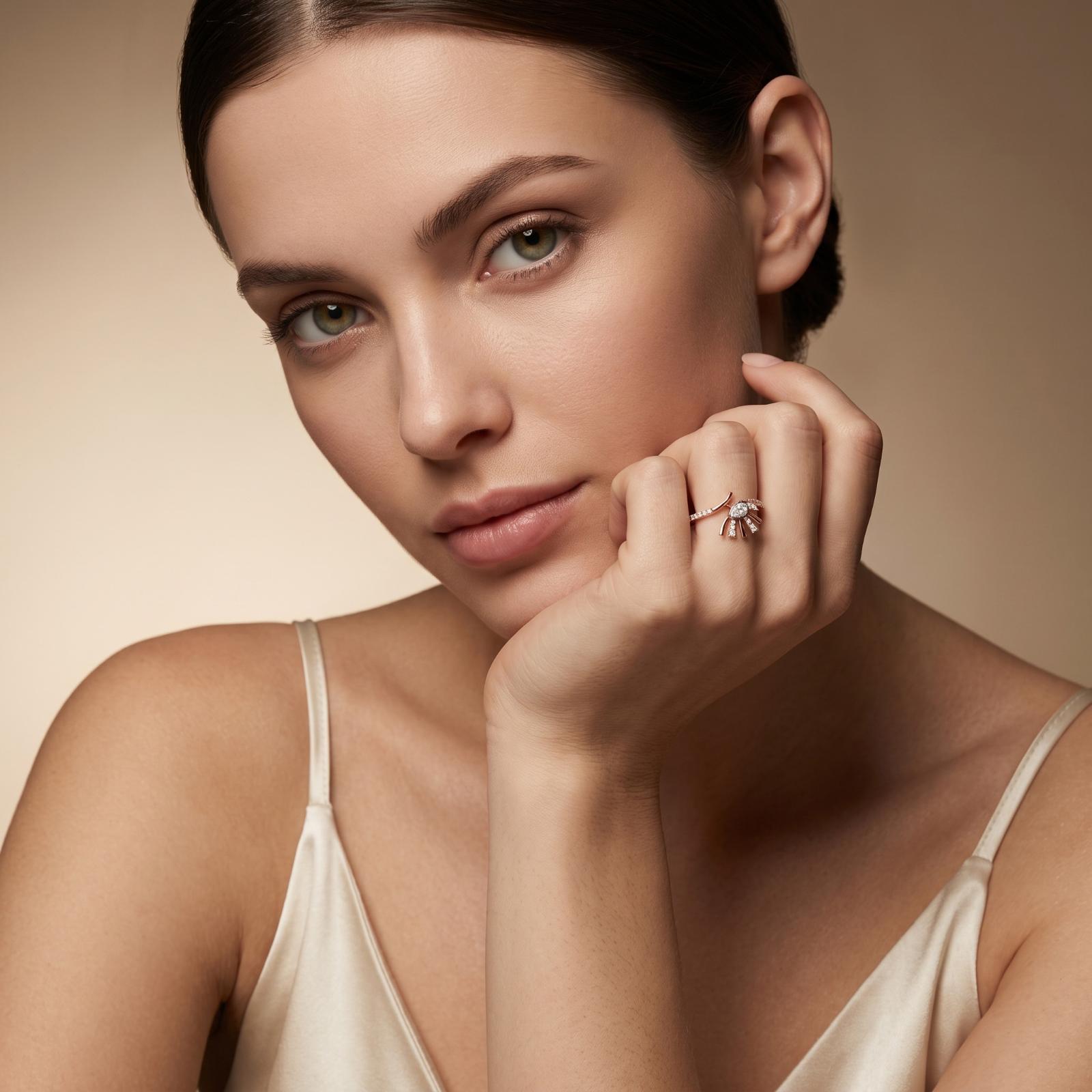 Exquisite Lightweight 18K Gold Natural Diamond Ring For Elegant Gifting - Image 3