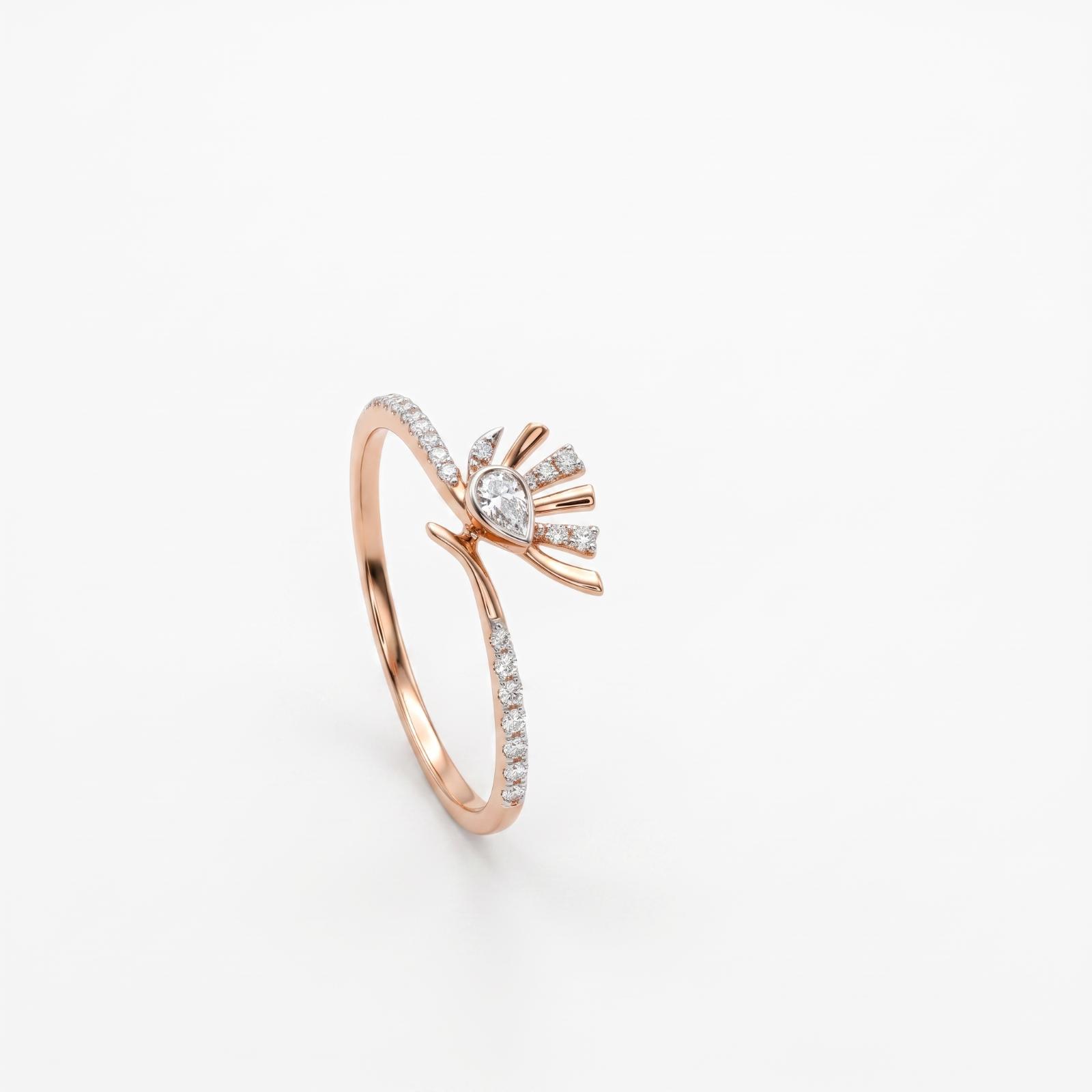 Exquisite Lightweight 18K Gold Natural Diamond Ring For Elegant Gifting