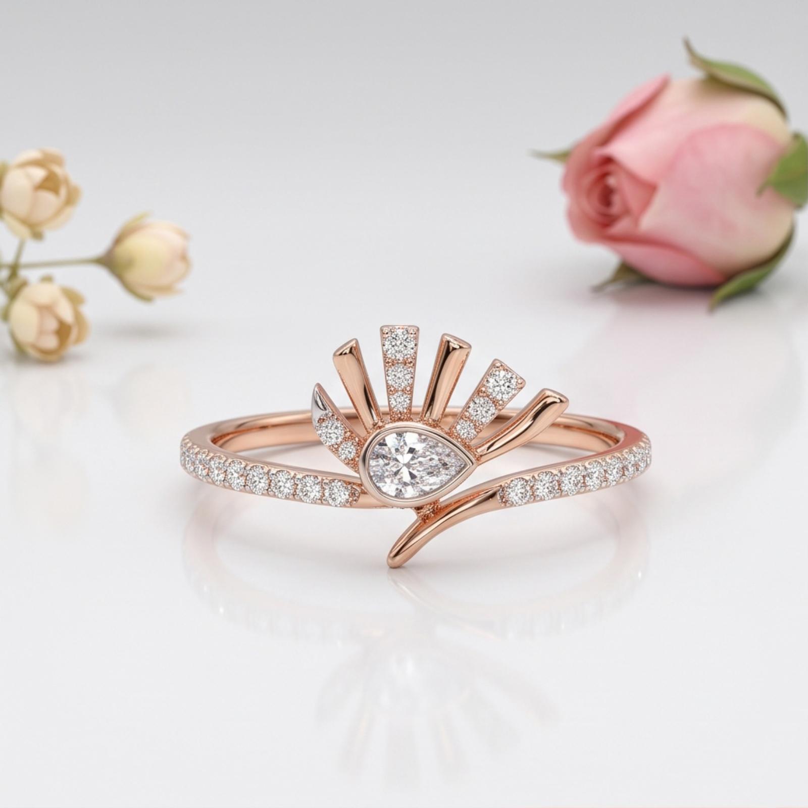 Exquisite Lightweight 18K Gold Natural Diamond Ring For Elegant Gifting - Image 5