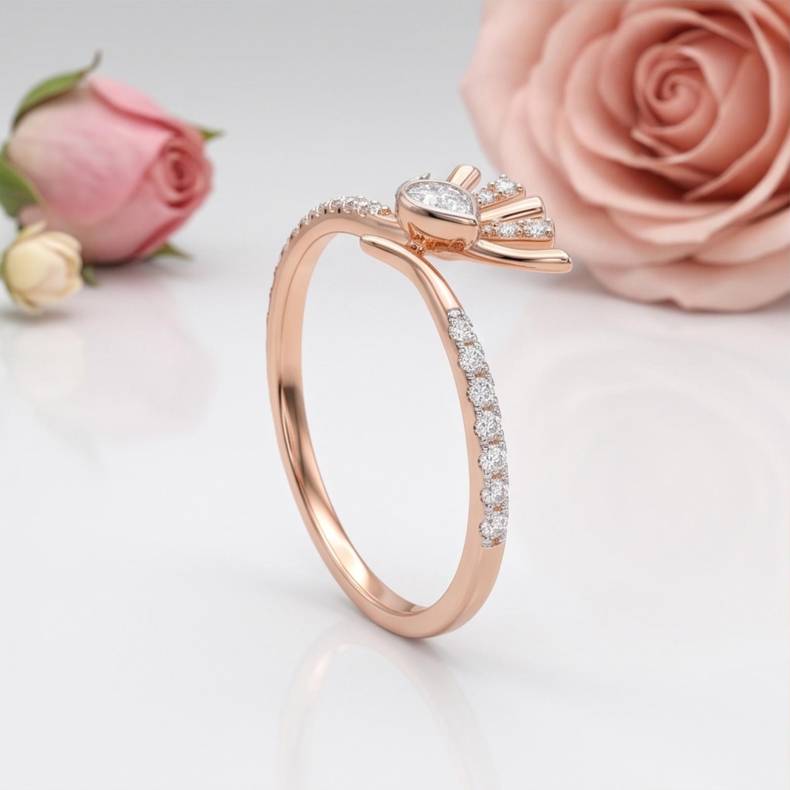 Exquisite Lightweight 18K Gold Natural Diamond Ring For Elegant Gifting - Image 7