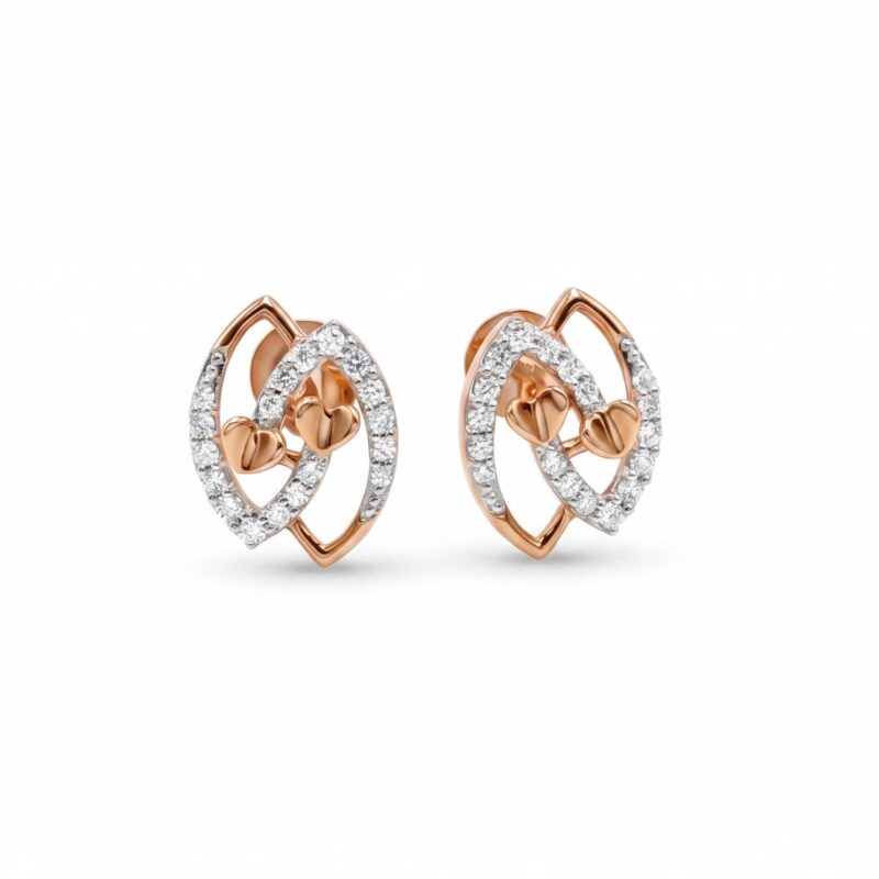 18K Gold Stud Earrings Featuring Exquisite Diamond Brilliance and Refined Luxury from Bafleh Jewellery