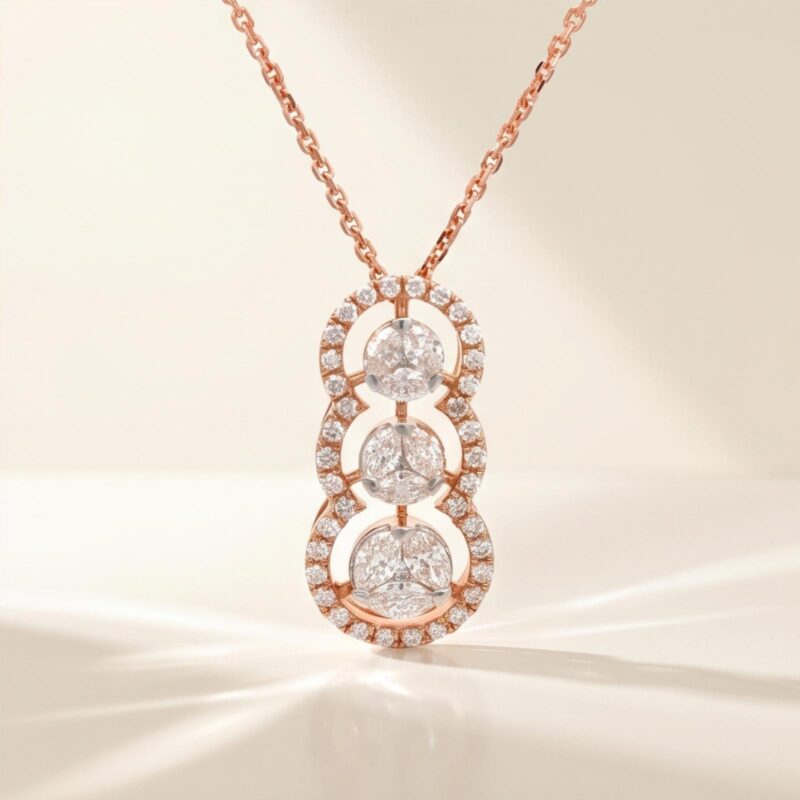 18K Gold Diamond Pendant with Chain Featuring Refined Craftsmanship and Elegant Diamond Brilliance from Bafleh Jewellery