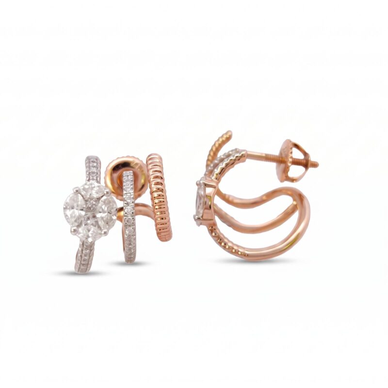 Elegant Diamond Earrings  in 14K Gold Jewellery