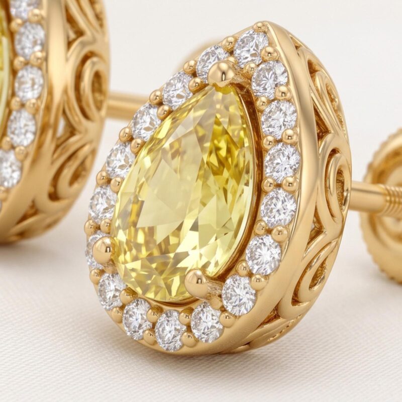 Alternative view of Elegant 18K Gold Earrings with Diamonds