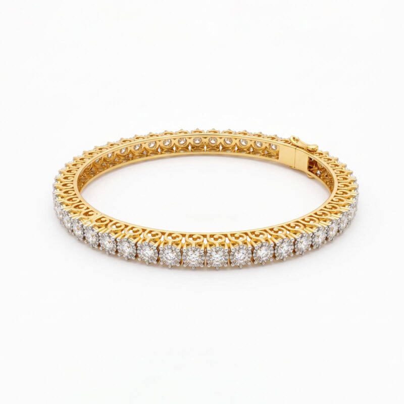 Elegant Diamond Bangle with Sparkling Diamond Embellishments and Premium Gold Craftsmanship by Bafleh Jewellery