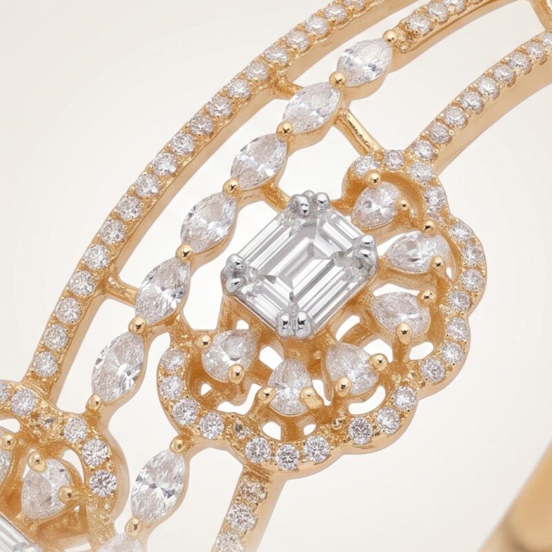 Alternative view of Beautiful Luxury Diamond Bangle Designed with Timeless Gold and Sparkling Diamond Beauty by Bafleh Jewellery