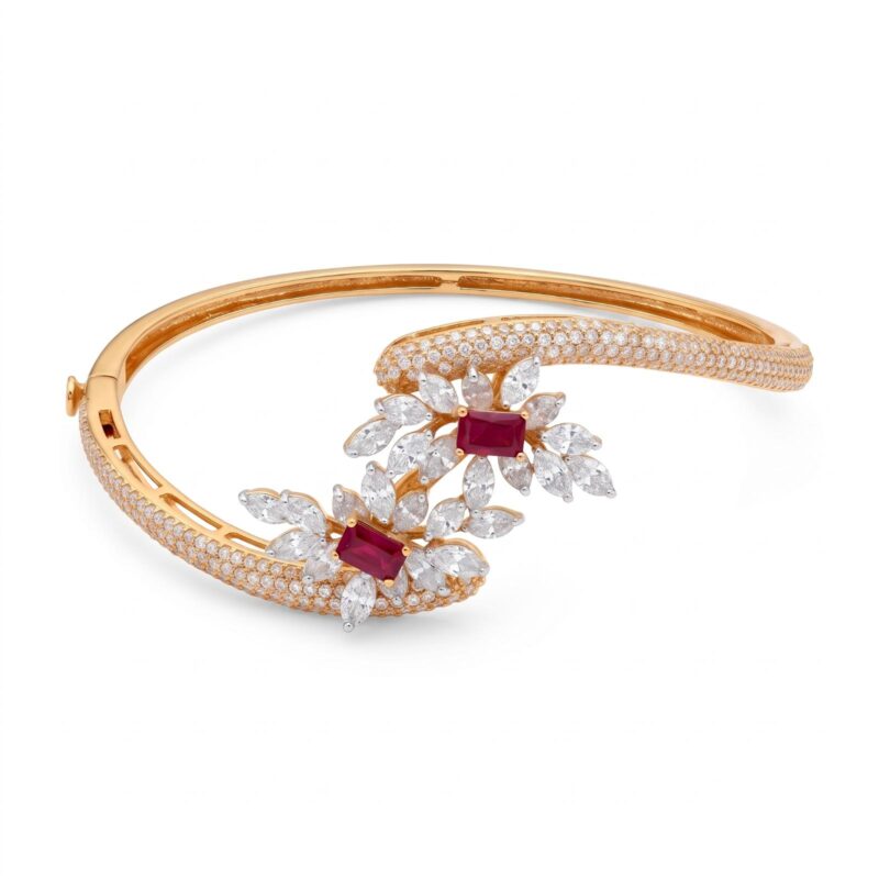 Luxury Diamond Bangle for Women Crafted with Elegant Gold and Beautiful Sparkling Diamonds by Bafleh Jewellery