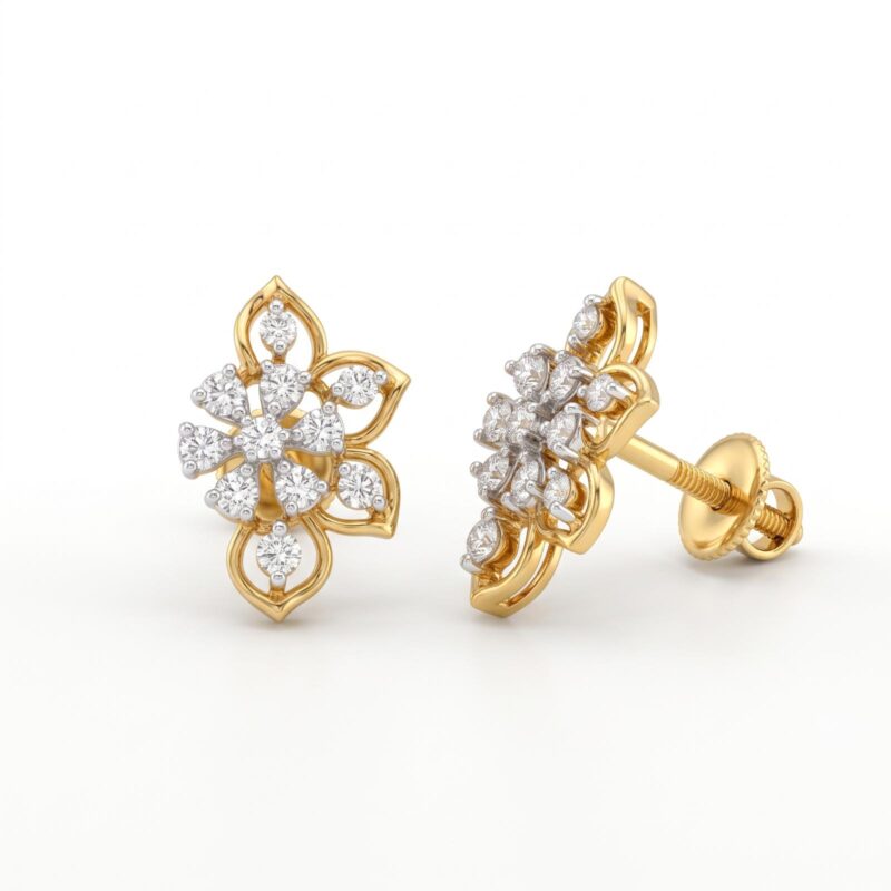 Elegant Diamond Earrings Crafted in 18K Gold