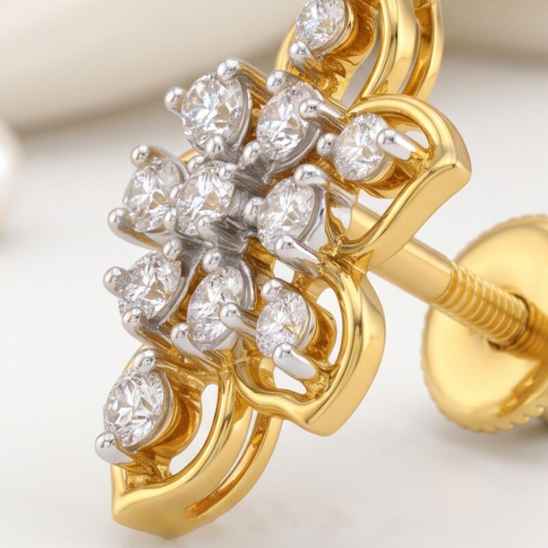 Alternative view of Elegant Diamond Earrings Crafted in 18K Gold