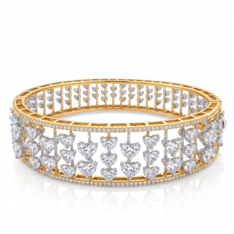 Elegant Diamond Bangle in Premium Gold Crafted with Timeless Beauty and Sophisticated Diamond Detailing by Bafleh Jewellery