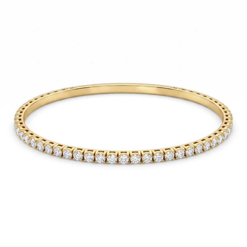 Elegant Gold Bangle Adorned with Brilliant Diamonds for a Graceful and Luxurious Look by Bafleh Jewellery