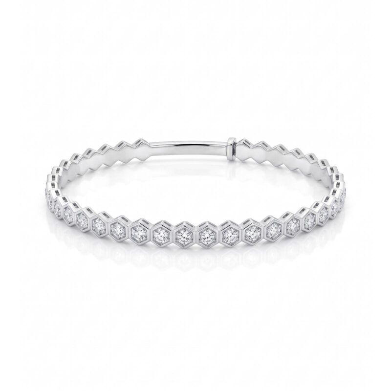 Beautiful Diamond Bangle Crafted with Fine Gold and Radiant Diamonds for Sophisticated Style by Bafleh Jewellery