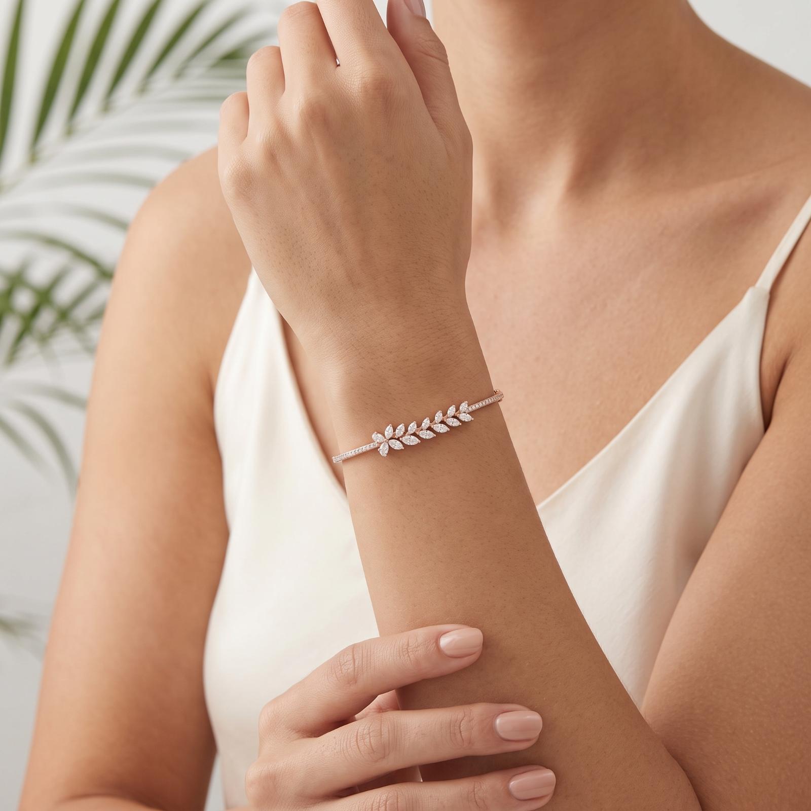 Premium Diamond Bangle Designed with Brilliant Stones and Elegant Gold Finish by Bafleh Jewellery - Image 3