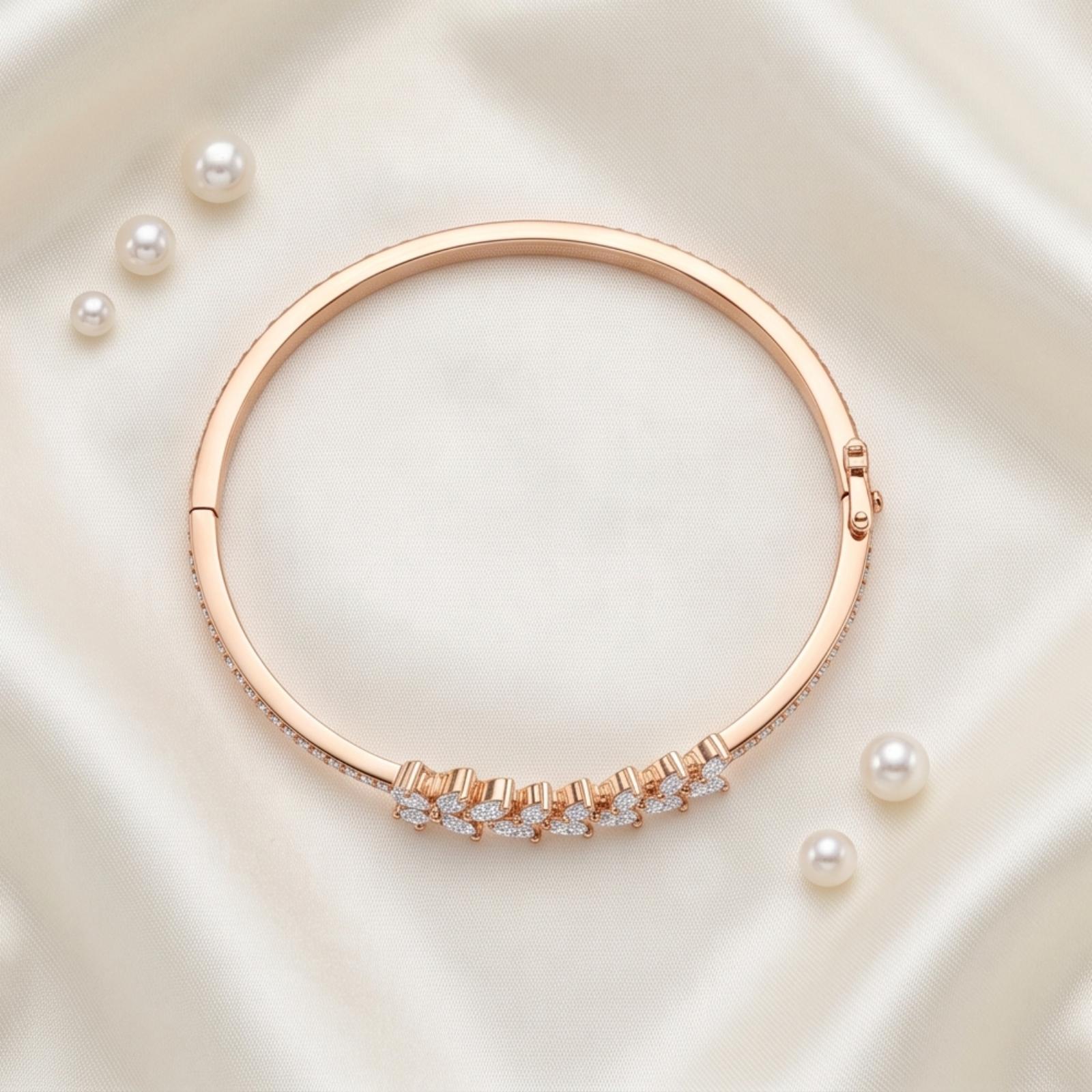 Premium Diamond Bangle Designed with Brilliant Stones and Elegant Gold Finish by Bafleh Jewellery - Image 4