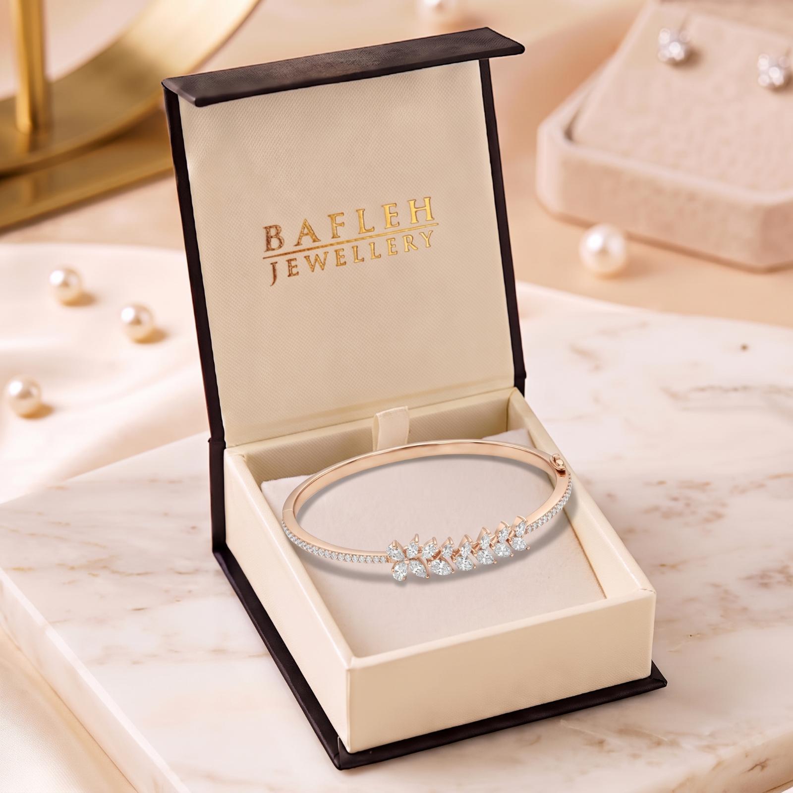 Premium Diamond Bangle Designed with Brilliant Stones and Elegant Gold Finish by Bafleh Jewellery - Image 7