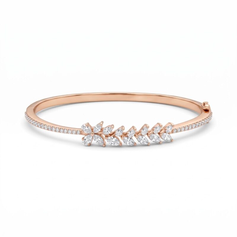 Premium Diamond Bangle Designed with Brilliant Stones and Elegant Gold Finish by Bafleh Jewellery