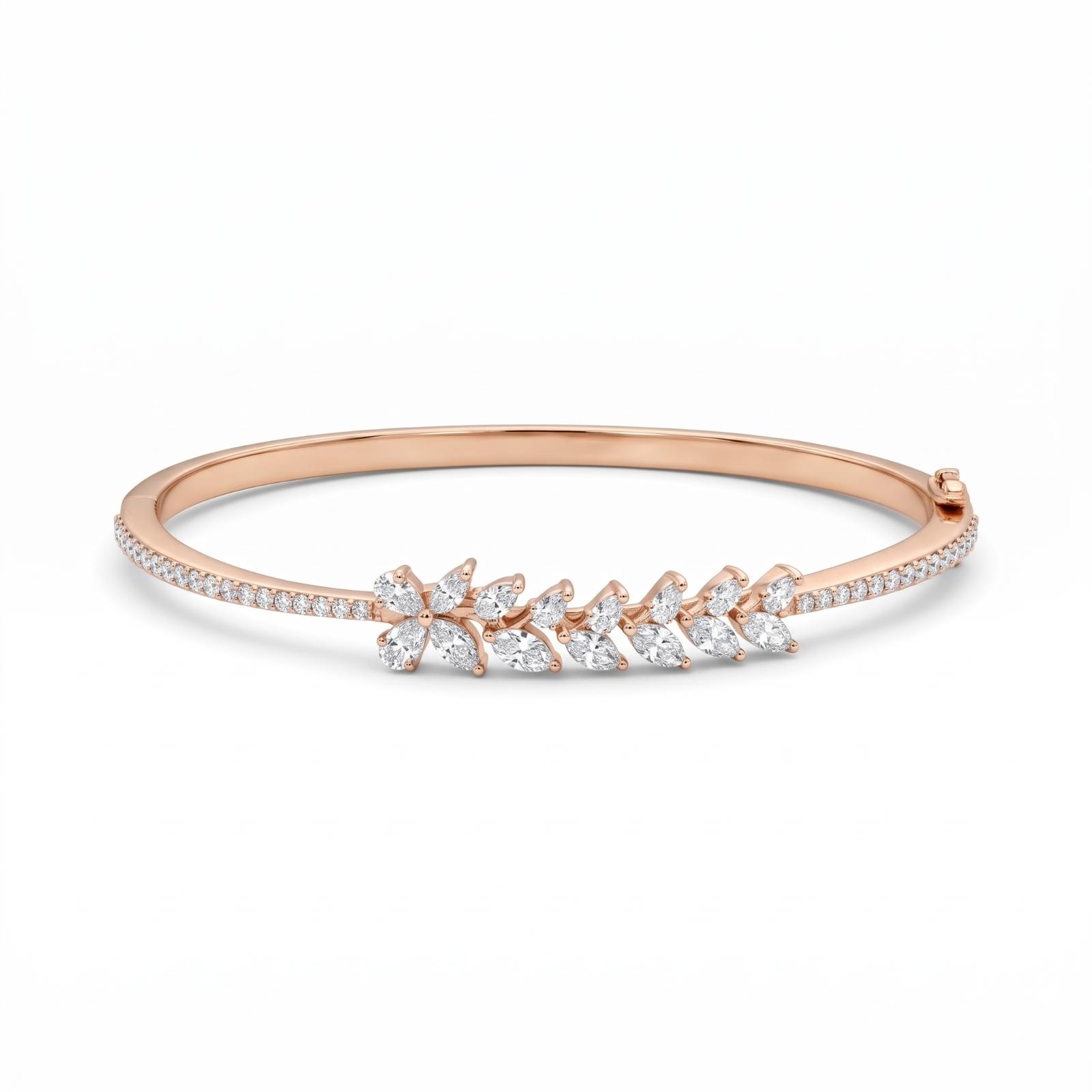 Premium Diamond Bangle Designed with Brilliant Stones and Elegant Gold Finish by Bafleh Jewellery