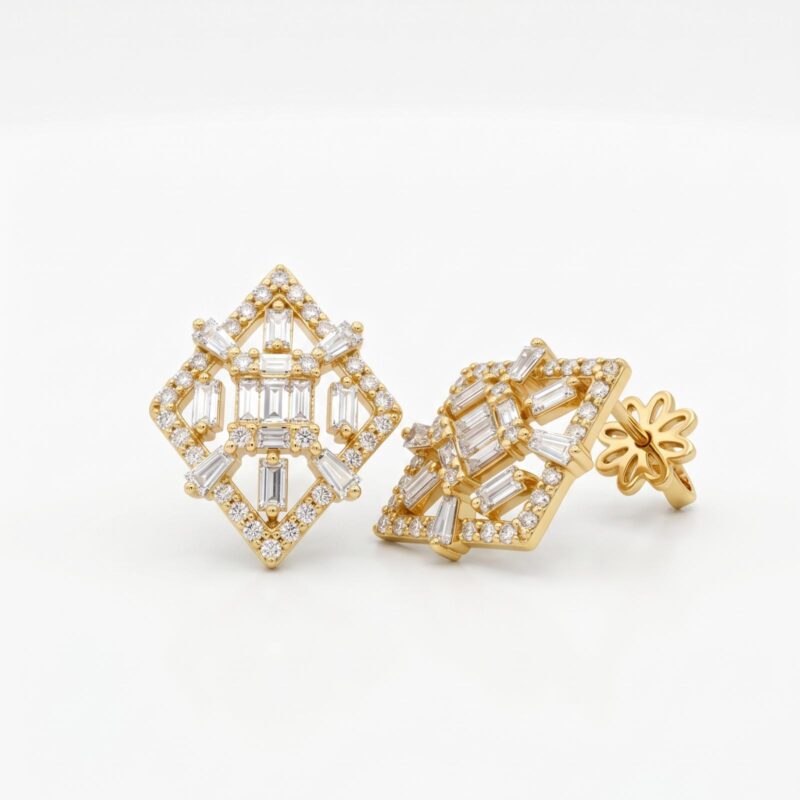 Luxury Gold Earrings with Natural Diamonds