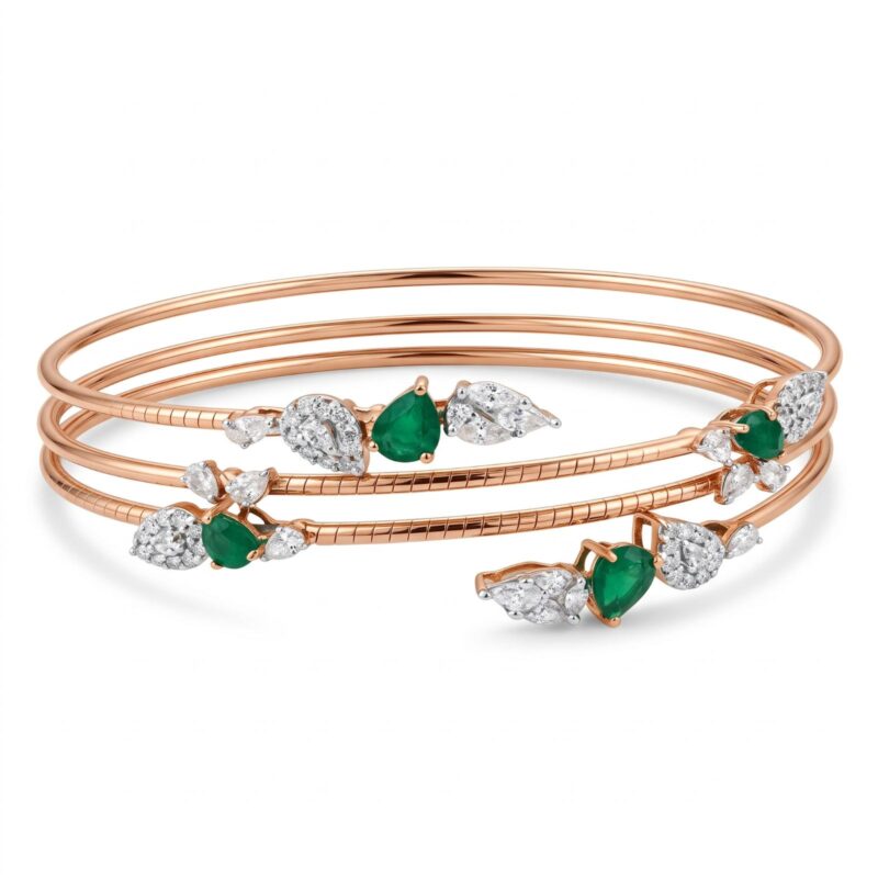 Luxury Diamond Bangle Designed for Women Seeking Sophisticated Gold Jewellery by Bafleh Jewellery