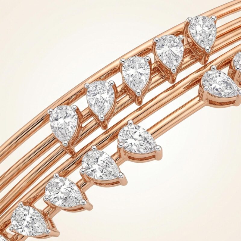 Alternative view of Exquisite Fine Gold Bangle with Brilliant Diamonds Designed for Elegant Jewellery Lovers by Bafleh Jewellery