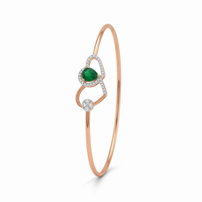 Beautiful Diamond Bangle with Radiant Diamonds and Refined Gold Detailing for Women by Bafleh Jewellery