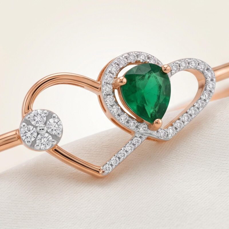 Alternative view of Beautiful Diamond Bangle with Radiant Diamonds and Refined Gold Detailing for Women by Bafleh Jewellery
