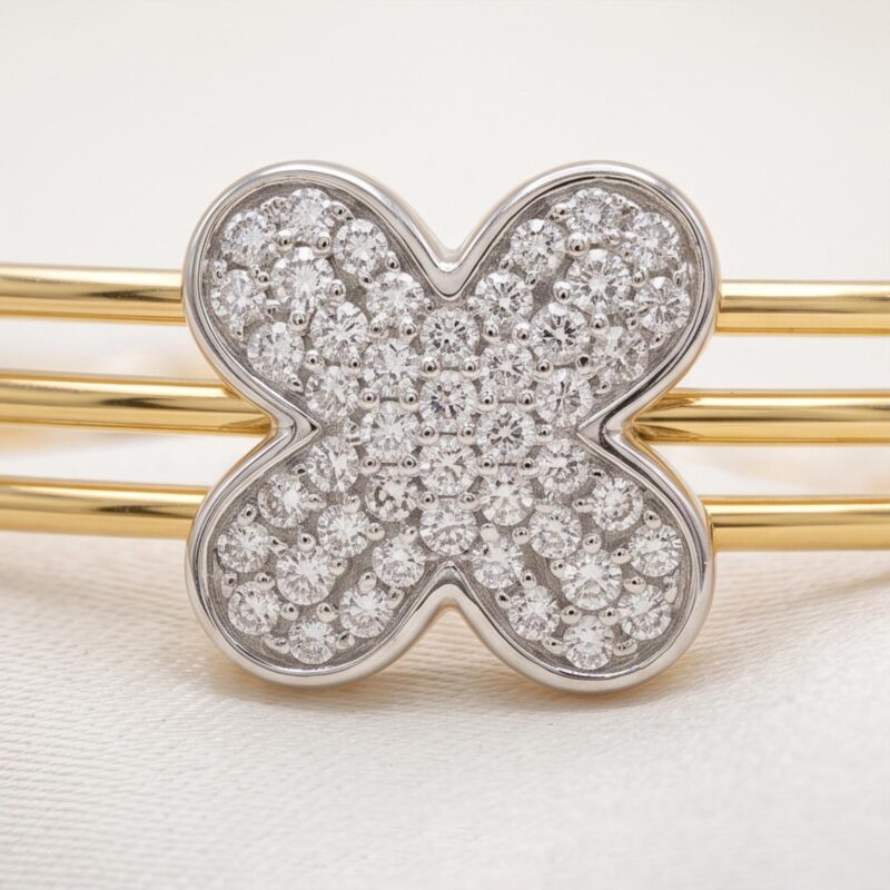 Alternative view of Luxury Gold Diamond Bangle Created with Sophisticated Detailing for a Truly Elegant Appearance by Bafleh Jewellery