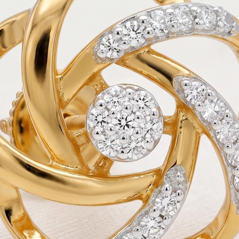 Alternative view of Classic 18K Gold Diamond Earrings