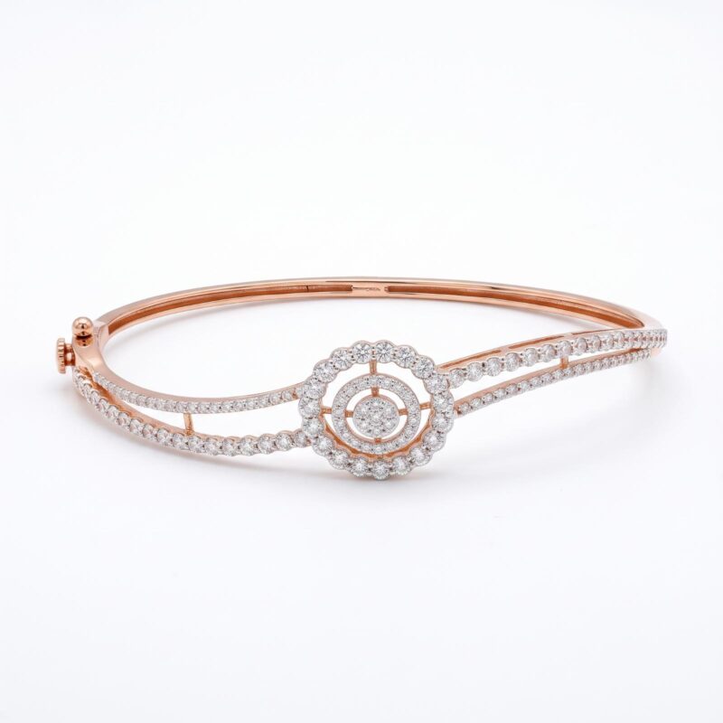 Elegant Gold Bangle with Brilliant Diamond Accents for Women by Bafleh Jewellery