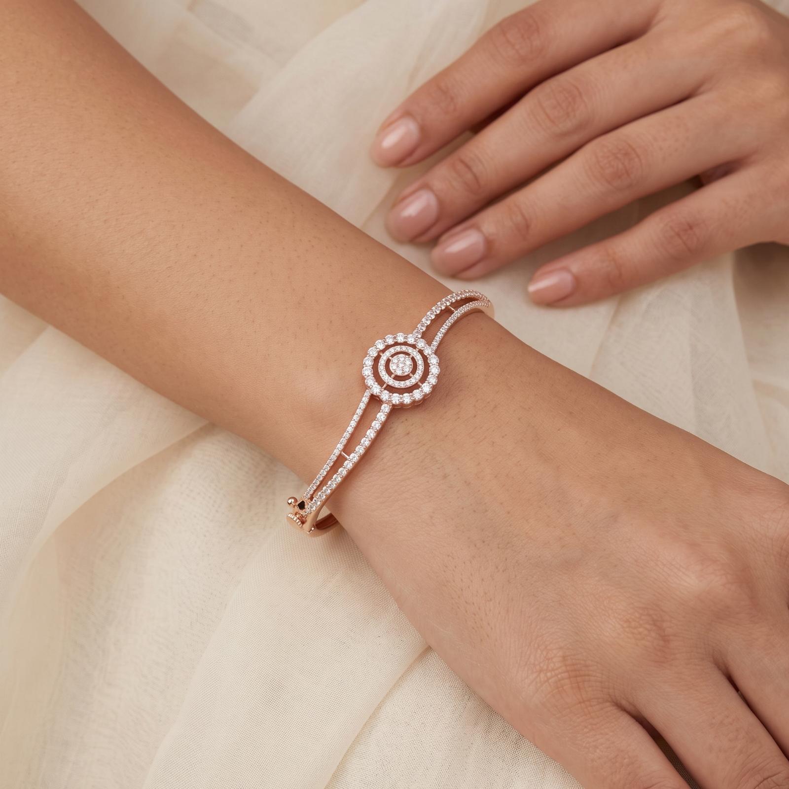 Elegant Gold Bangle with Brilliant Diamond Accents for Women by Bafleh Jewellery - Image 3
