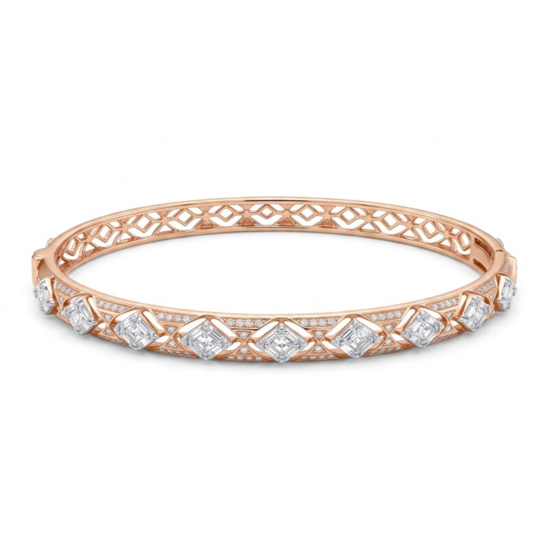 Timeless Diamond Bangle Crafted in Fine Gold with Sophisticated Detailing by Bafleh Jewellery