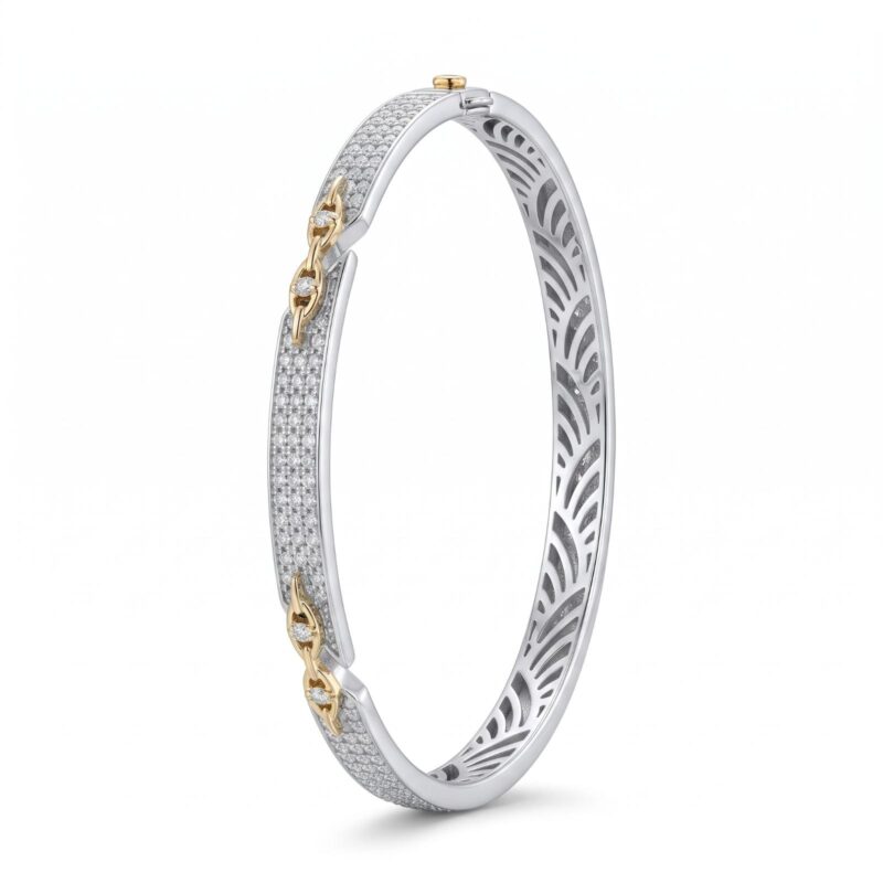 Elegant Diamond Bangle Featuring Luxurious Gold Details and Refined Diamond Craftsmanship by Bafleh Jewellery