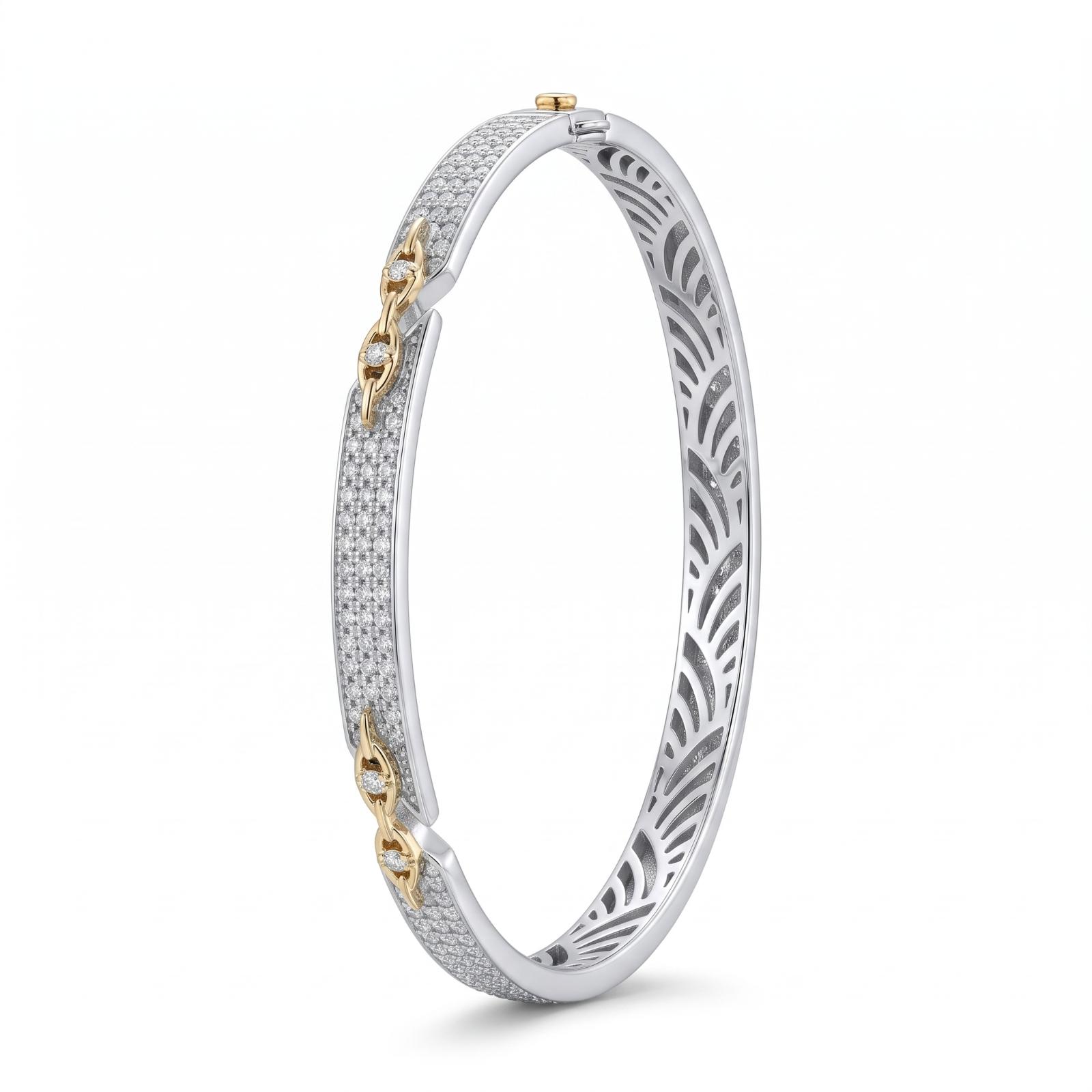 Elegant Diamond Bangle Featuring Luxurious Gold Details and Refined Diamond Craftsmanship by Bafleh Jewellery
