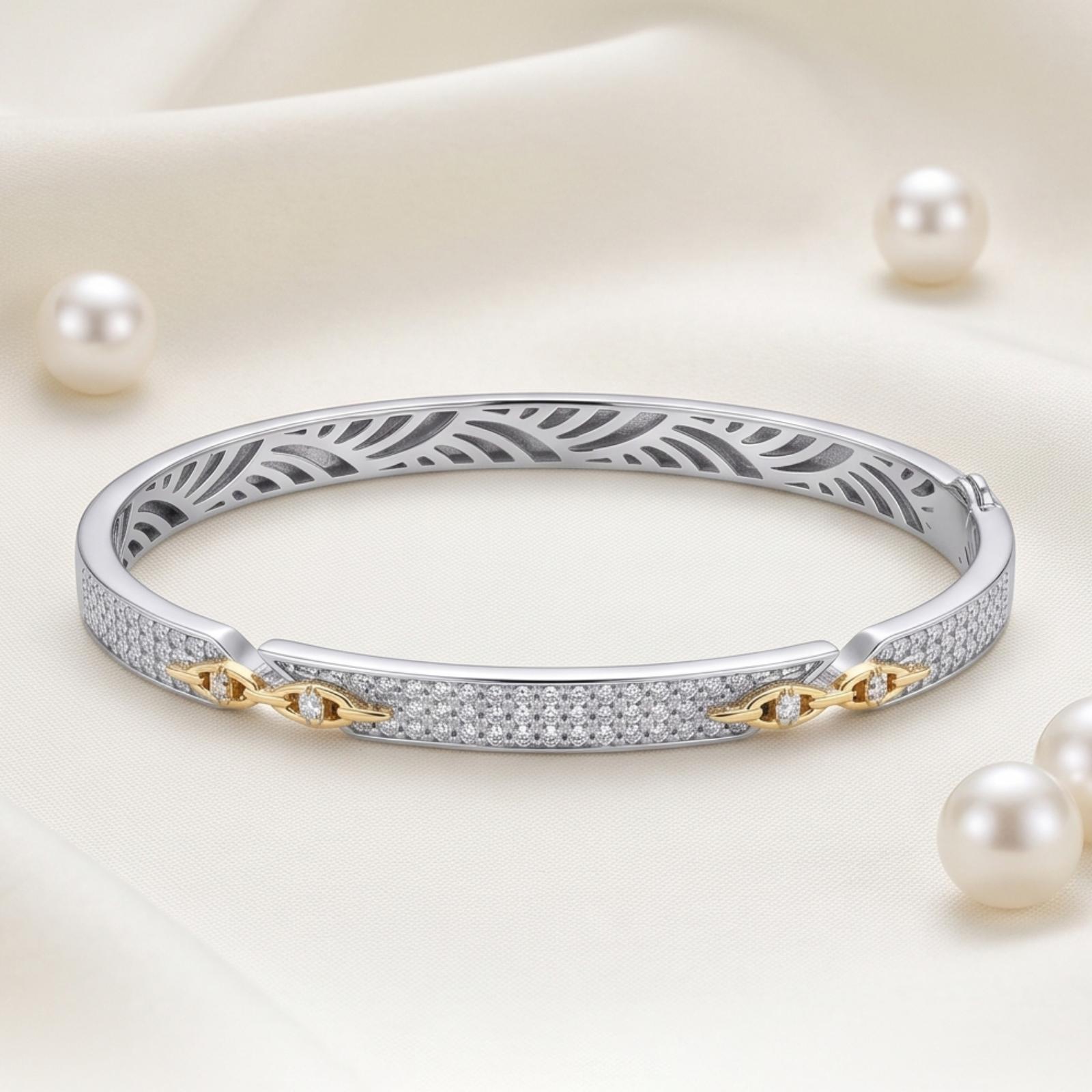 Elegant Diamond Bangle Featuring Luxurious Gold Details and Refined Diamond Craftsmanship by Bafleh Jewellery - Image 5
