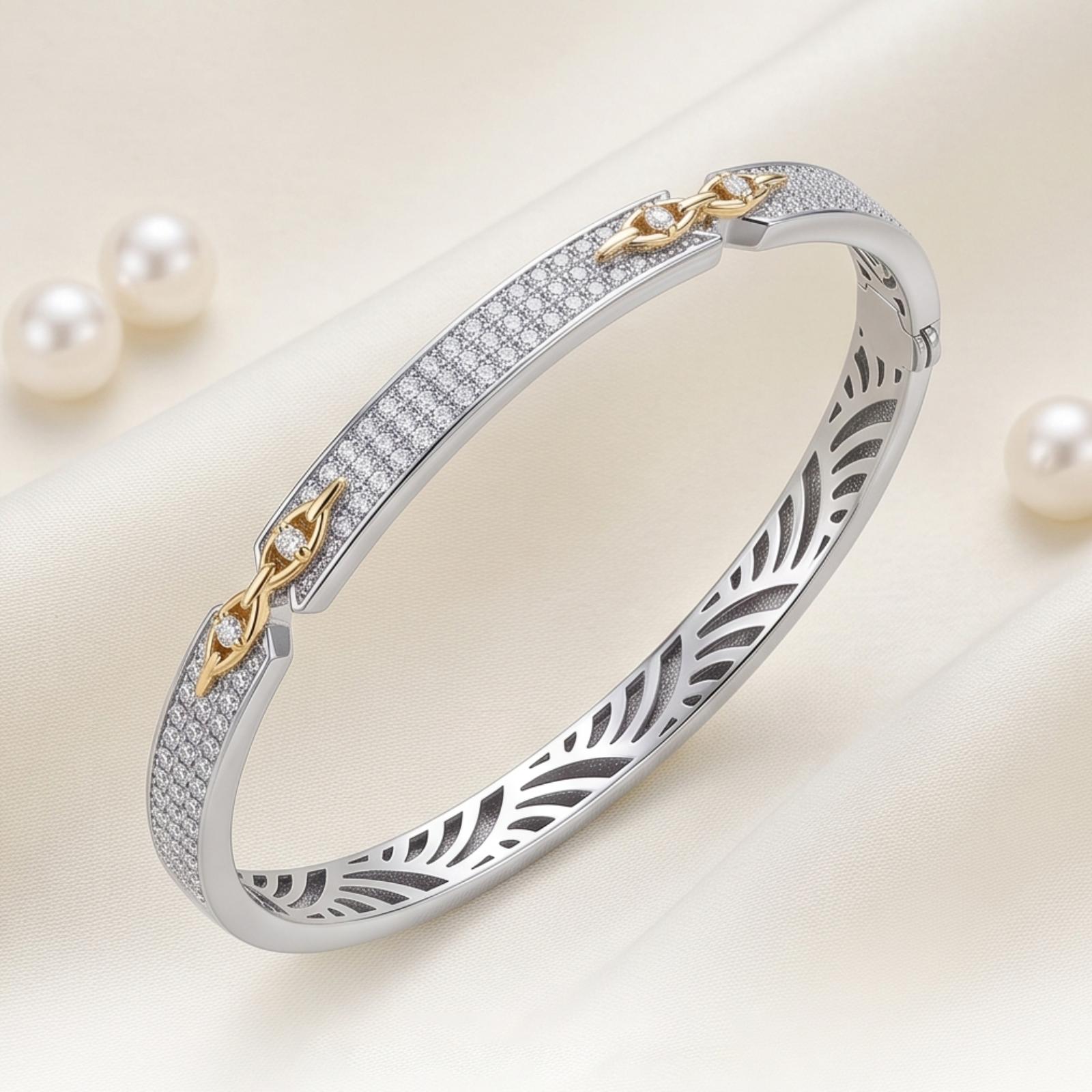 Elegant Diamond Bangle Featuring Luxurious Gold Details and Refined Diamond Craftsmanship by Bafleh Jewellery - Image 6