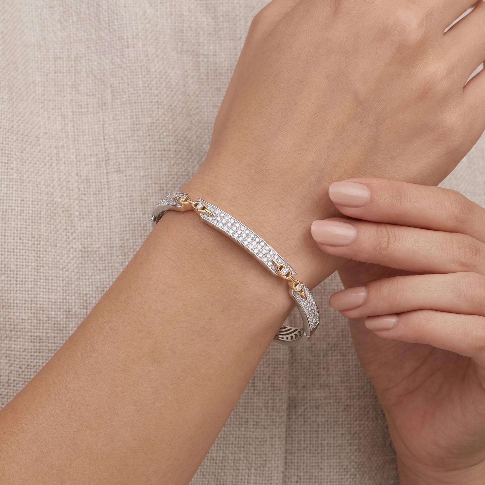 Elegant Diamond Bangle Featuring Luxurious Gold Details and Refined Diamond Craftsmanship by Bafleh Jewellery - Image 4