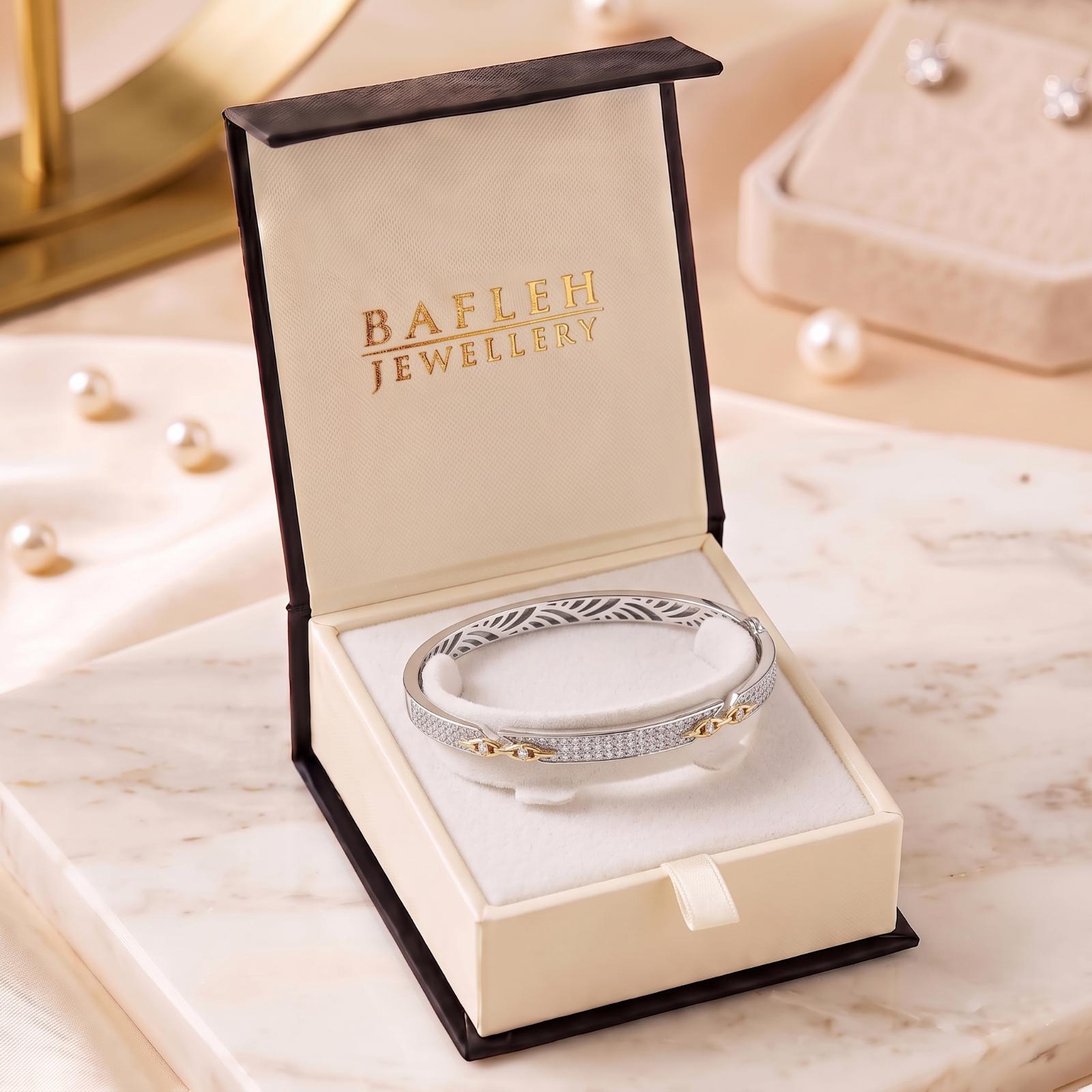 Elegant Diamond Bangle Featuring Luxurious Gold Details and Refined Diamond Craftsmanship by Bafleh Jewellery - Image 7