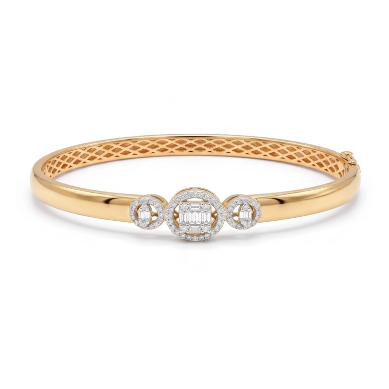 Luxury Gold Diamond Bangle Designed to Add Grace and Radiance to Every Occasion by Bafleh Jewellery
