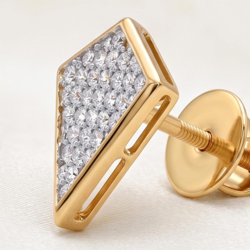 Alternative view of Timeless 18K Gold Diamond Stud Earrings Featuring Sophisticated Design and Beautiful Diamond Brilliance